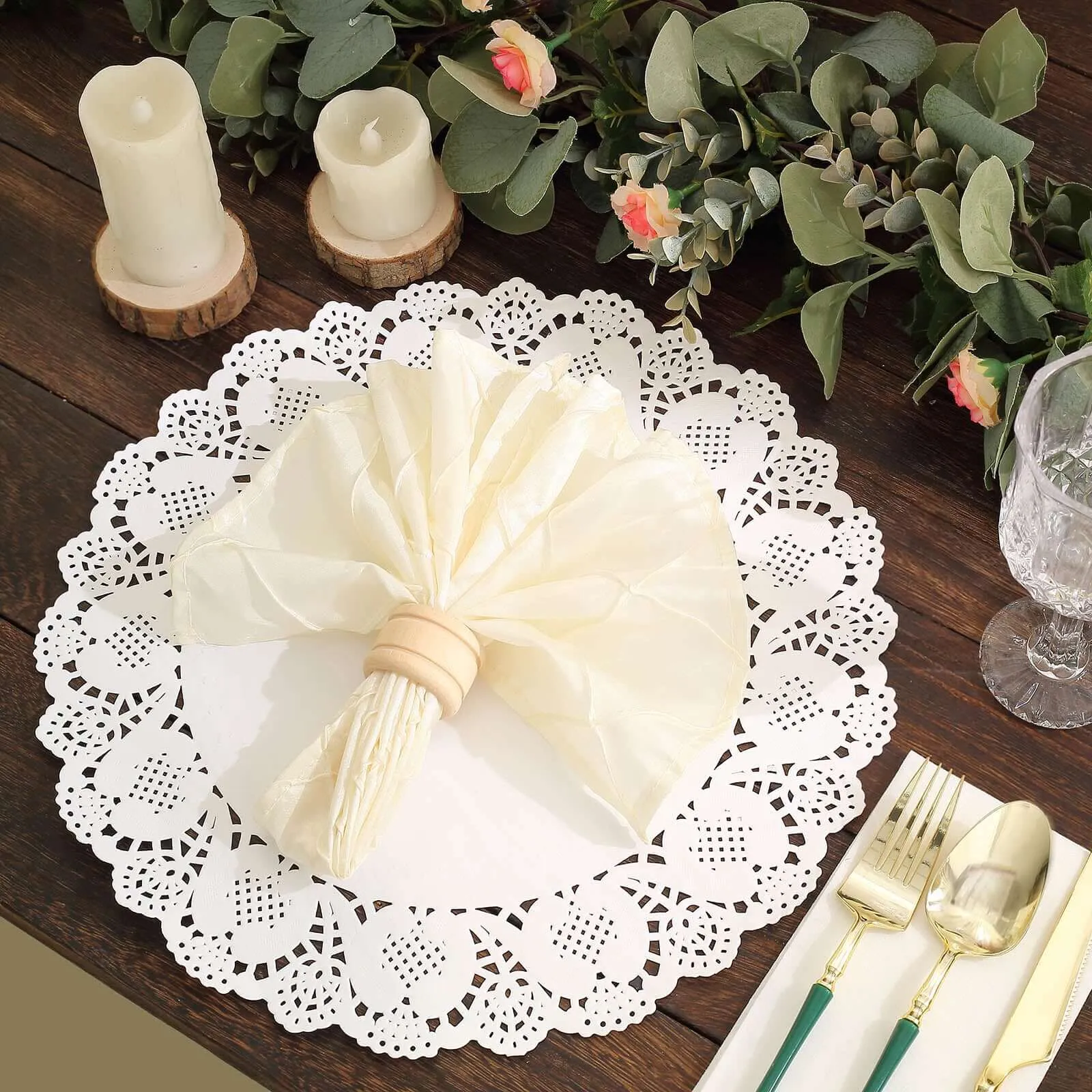 100 Pcs 12" Round White Lace Paper Doilies, Food Grade Paper Placemats