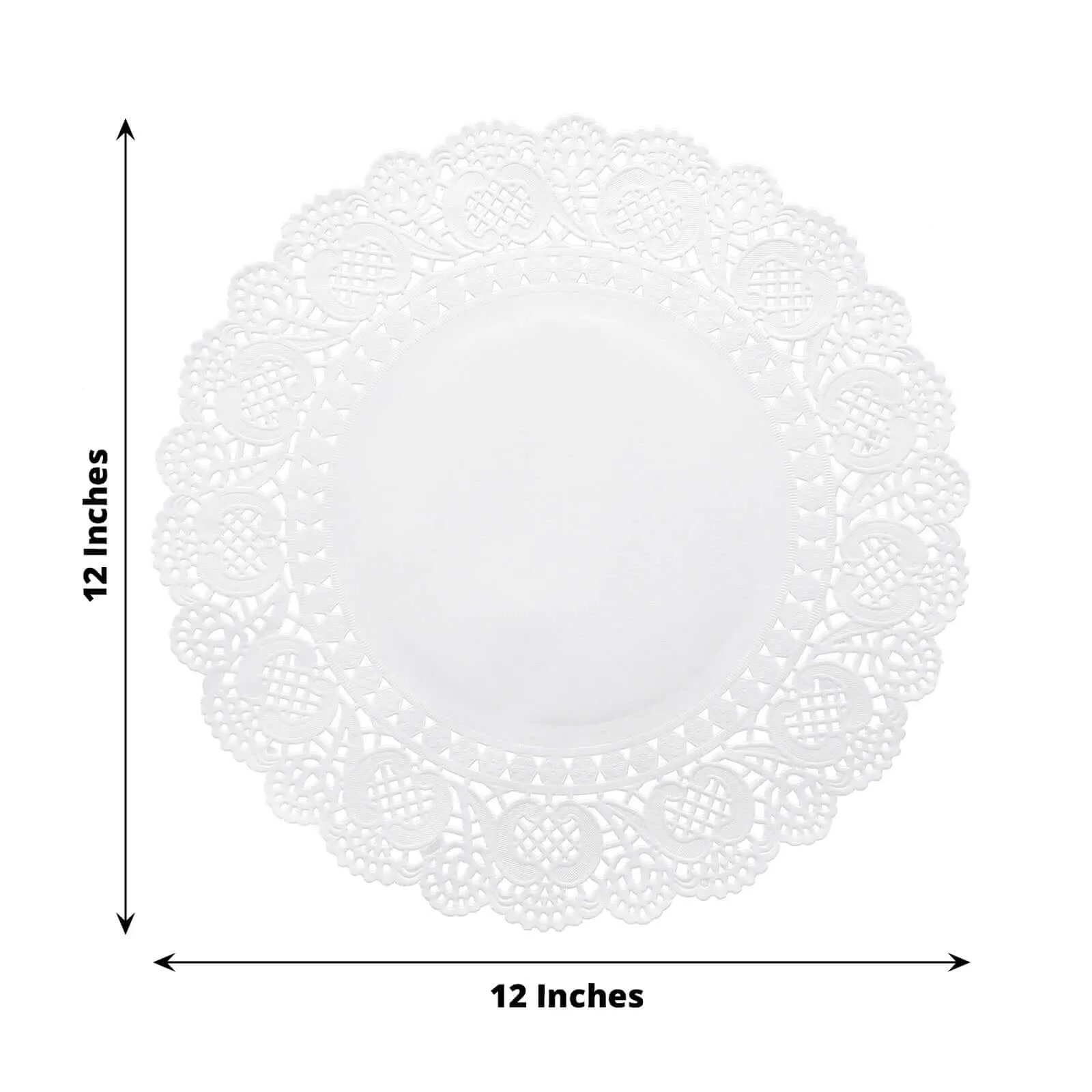 100 Pcs 12" Round White Lace Paper Doilies, Food Grade Paper Placemats