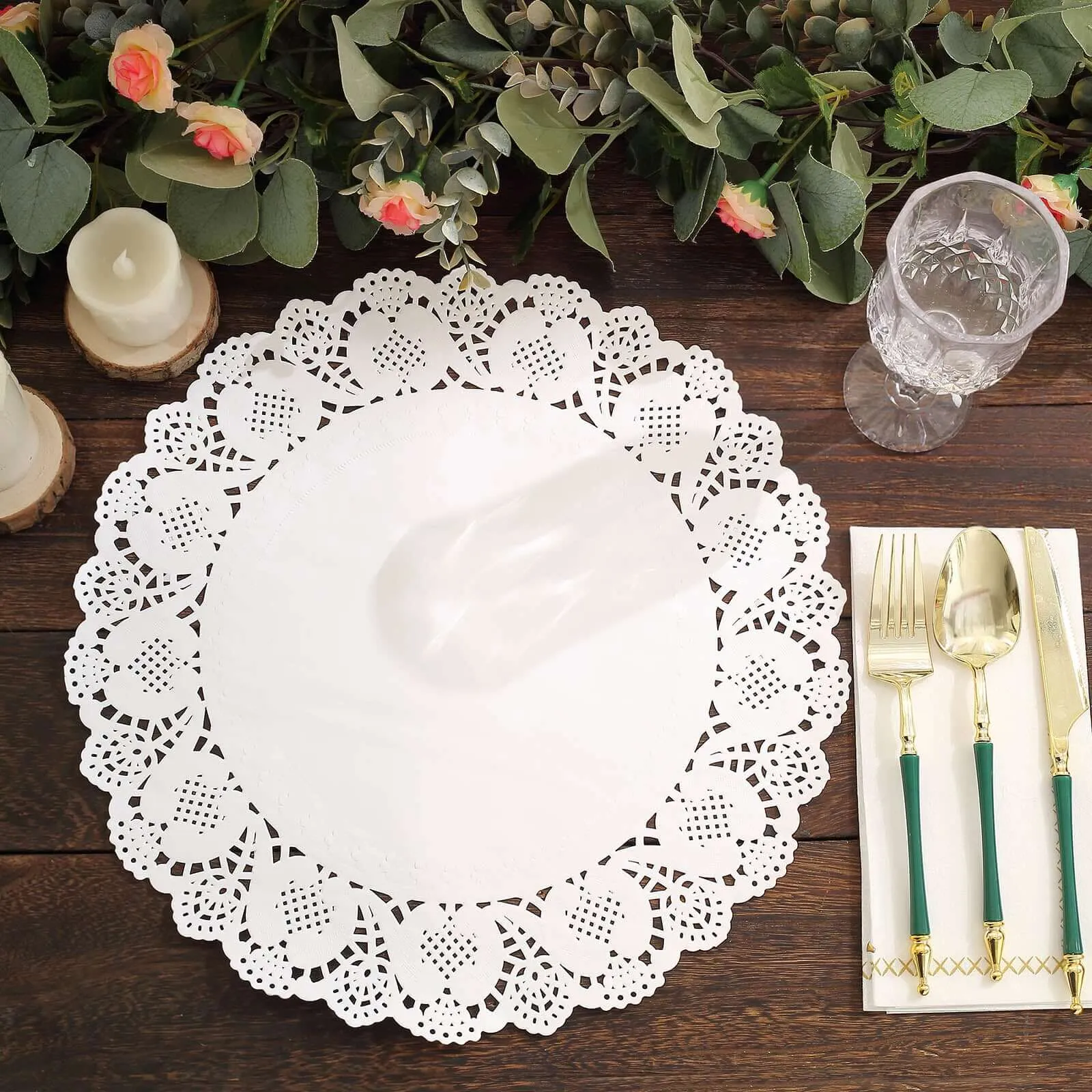 100 Pcs 12" Round White Lace Paper Doilies, Food Grade Paper Placemats