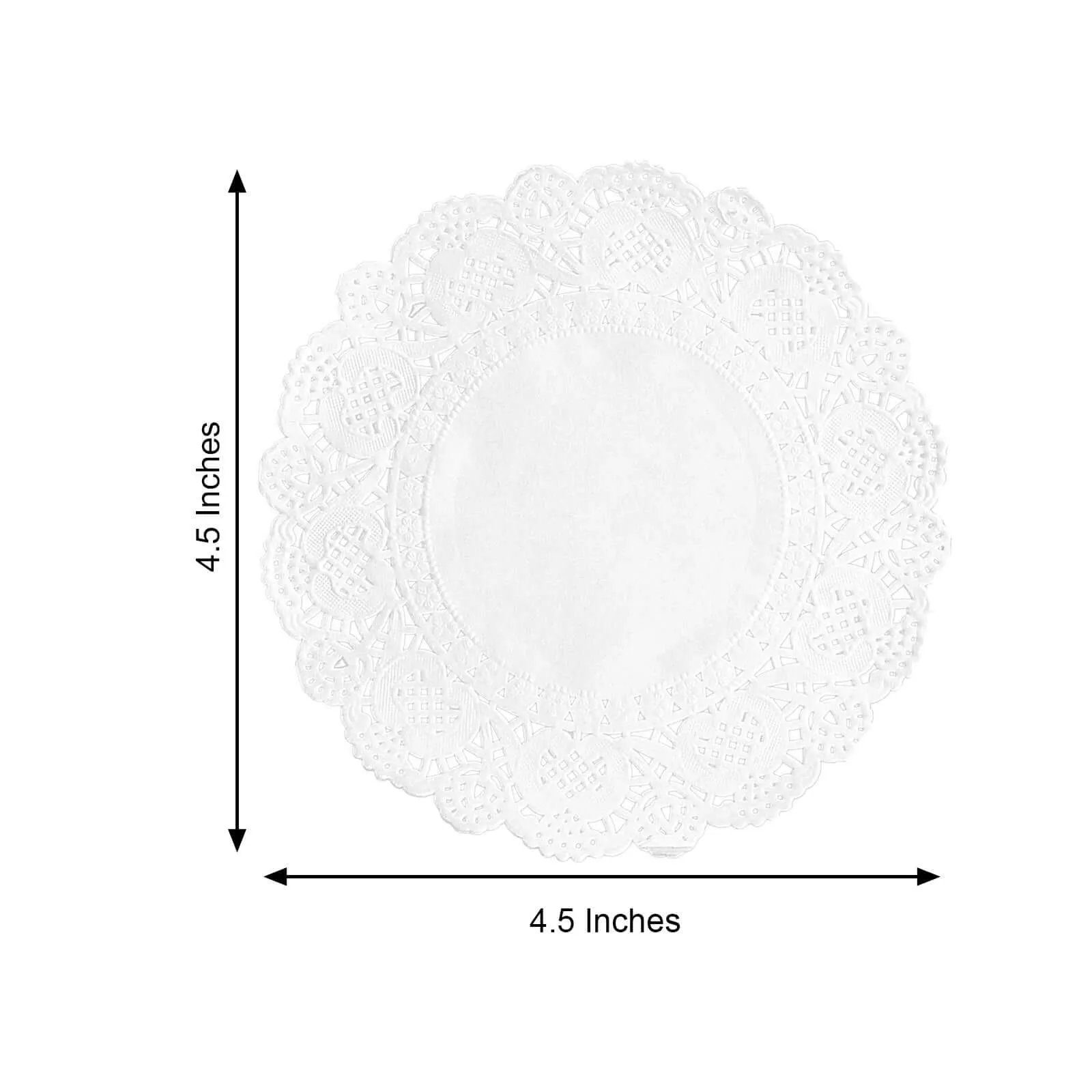 100 Pcs 4" Round White Lace Paper Doilies, Food Grade Paper