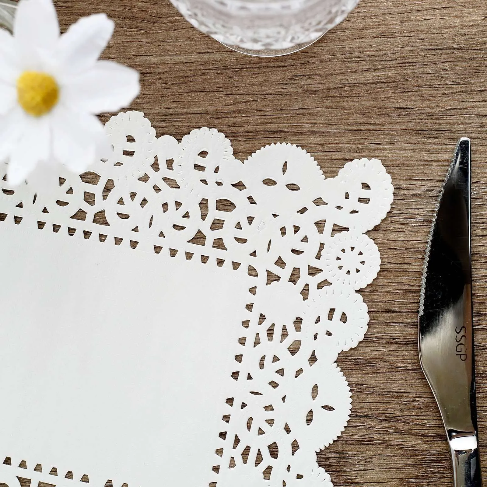 100 Pcs White Food Grade Paper Placemats, Rectangle Lace Paper Doilies 7"x10"