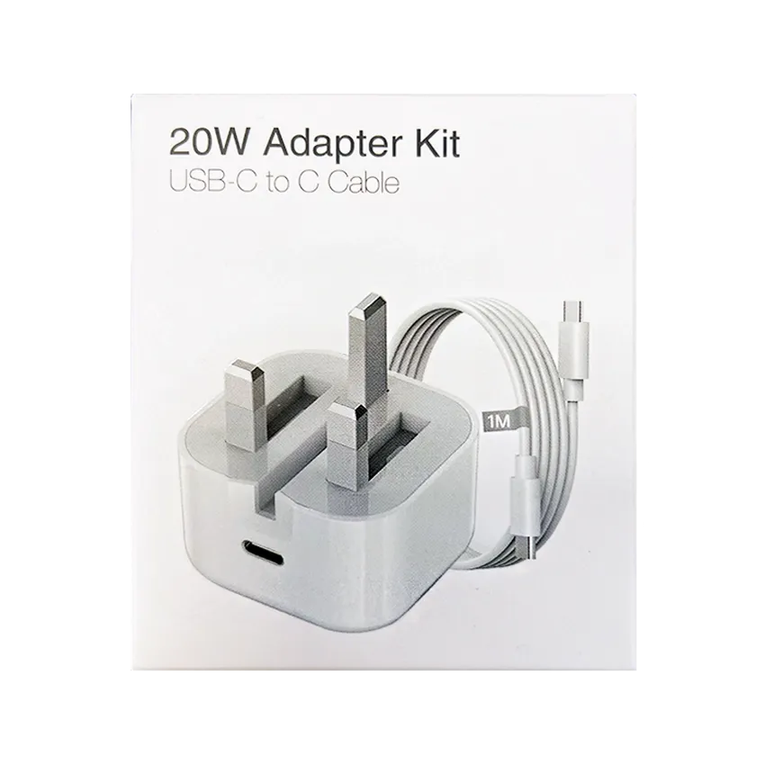 20W USB-C Power Adapter Kit   USB C to C Cable 1M White