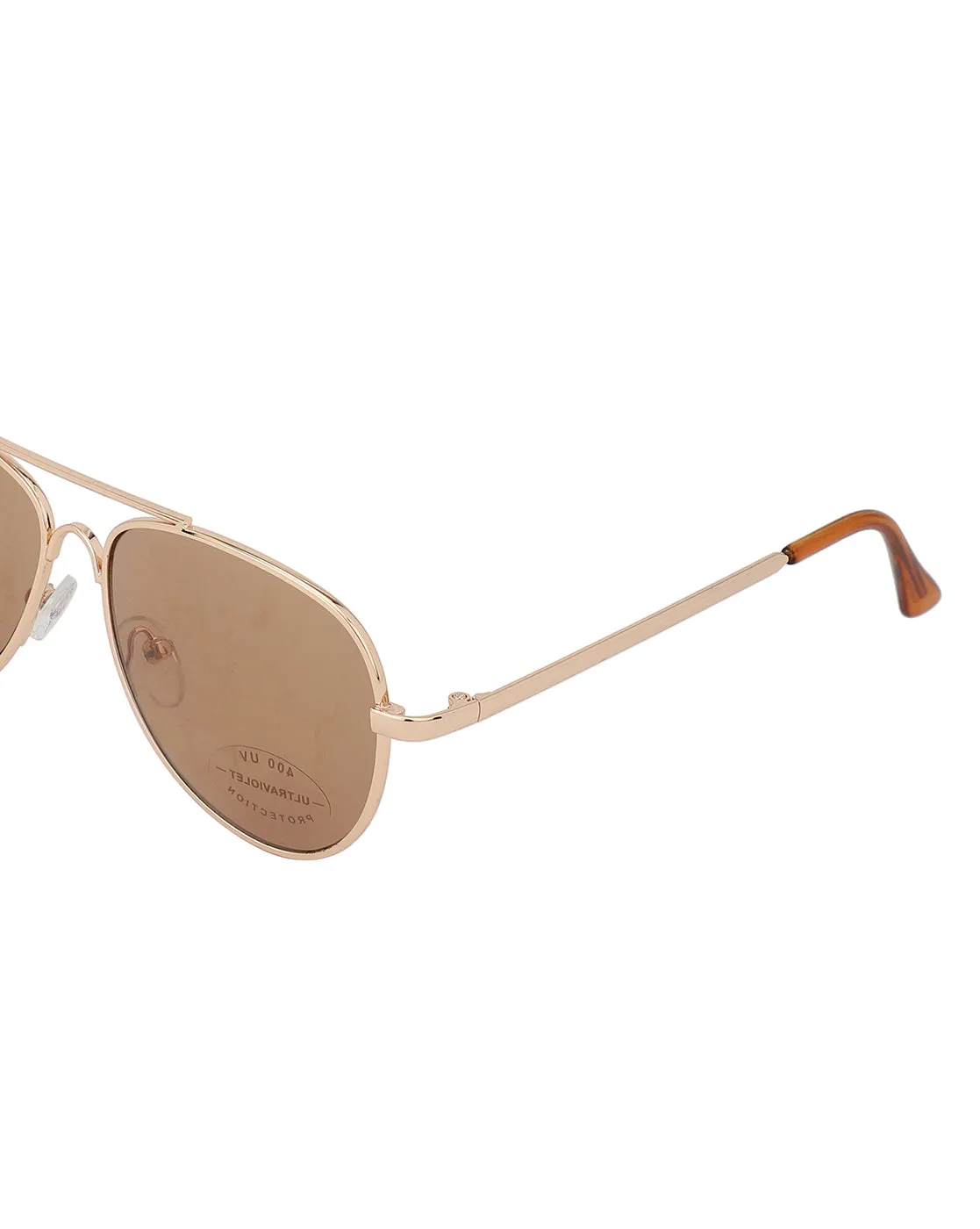 Carlton London Brown Lens & Gold-Toned Aviator Sunglasses With Uv Protected Lens For Boy