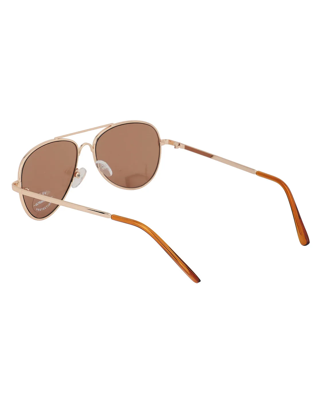 Carlton London Brown Lens & Gold-Toned Aviator Sunglasses With Uv Protected Lens For Boy