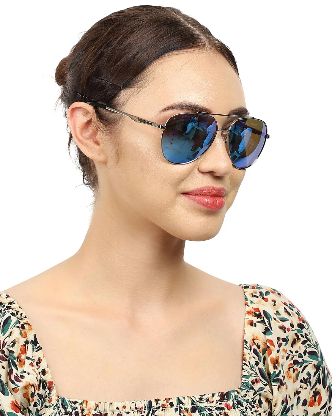 Carlton London Mirrored Polarised Aviator Sunglasses For Women