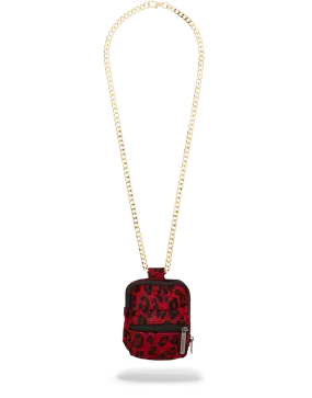 FUR RED LEOPARD BACKPACK CHAIN