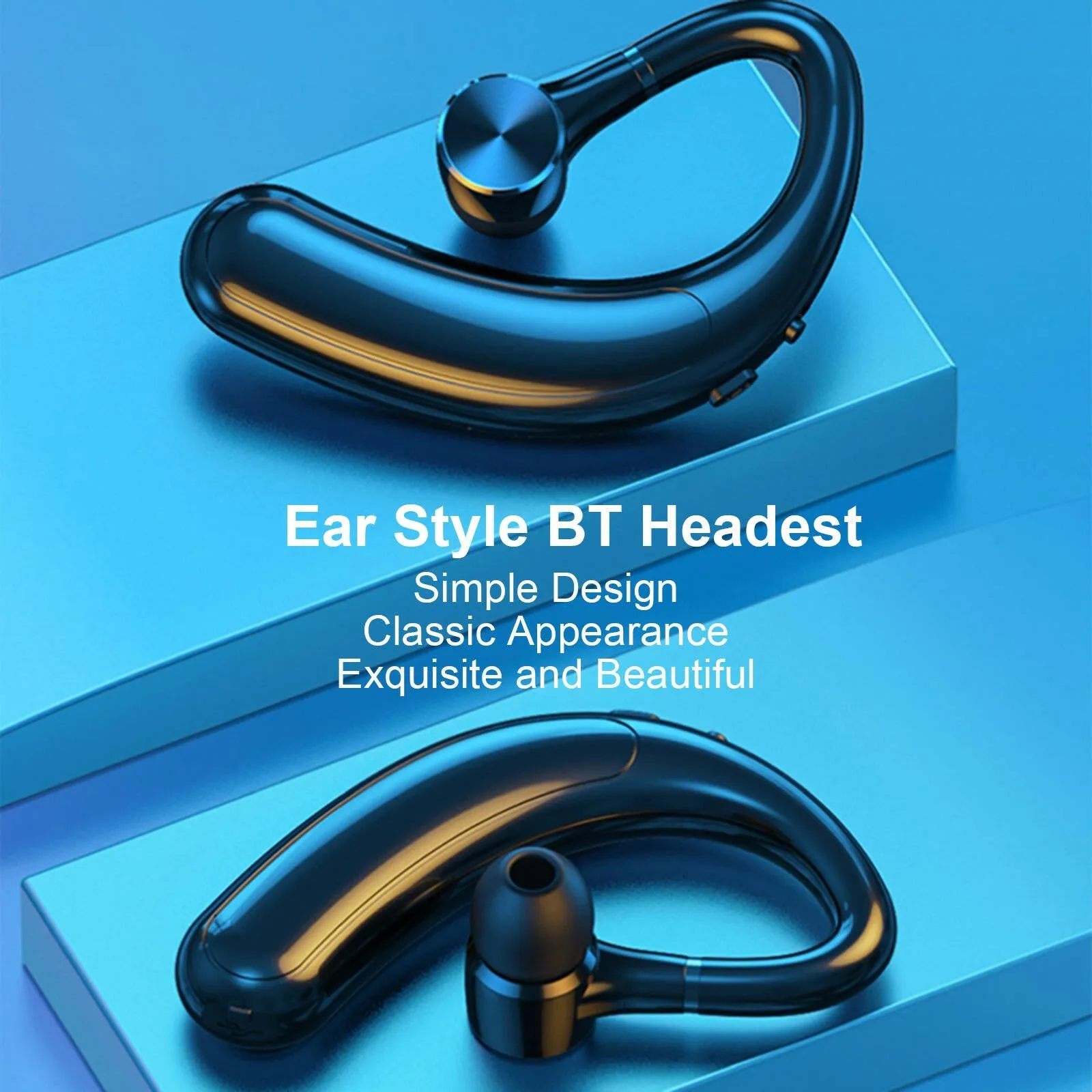 Hanging-ear BT5.2 Headset 180° Rotating Wireless Single Ear Headphone with Mic Handsfree Painless Wearing Sport Earphone