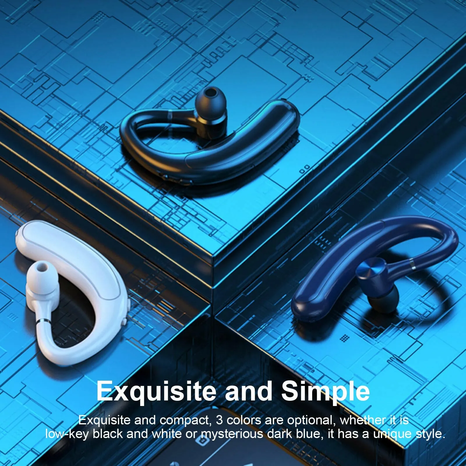 Hanging-ear BT5.2 Headset 180° Rotating Wireless Single Ear Headphone with Mic Handsfree Painless Wearing Sport Earphone