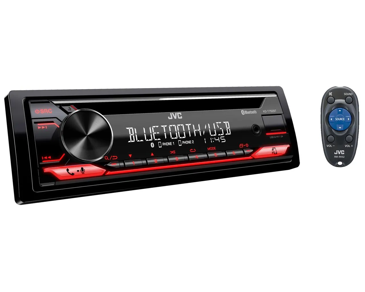 JVC KD-T752BT BT/CD/USB/AUX Single Din Radio