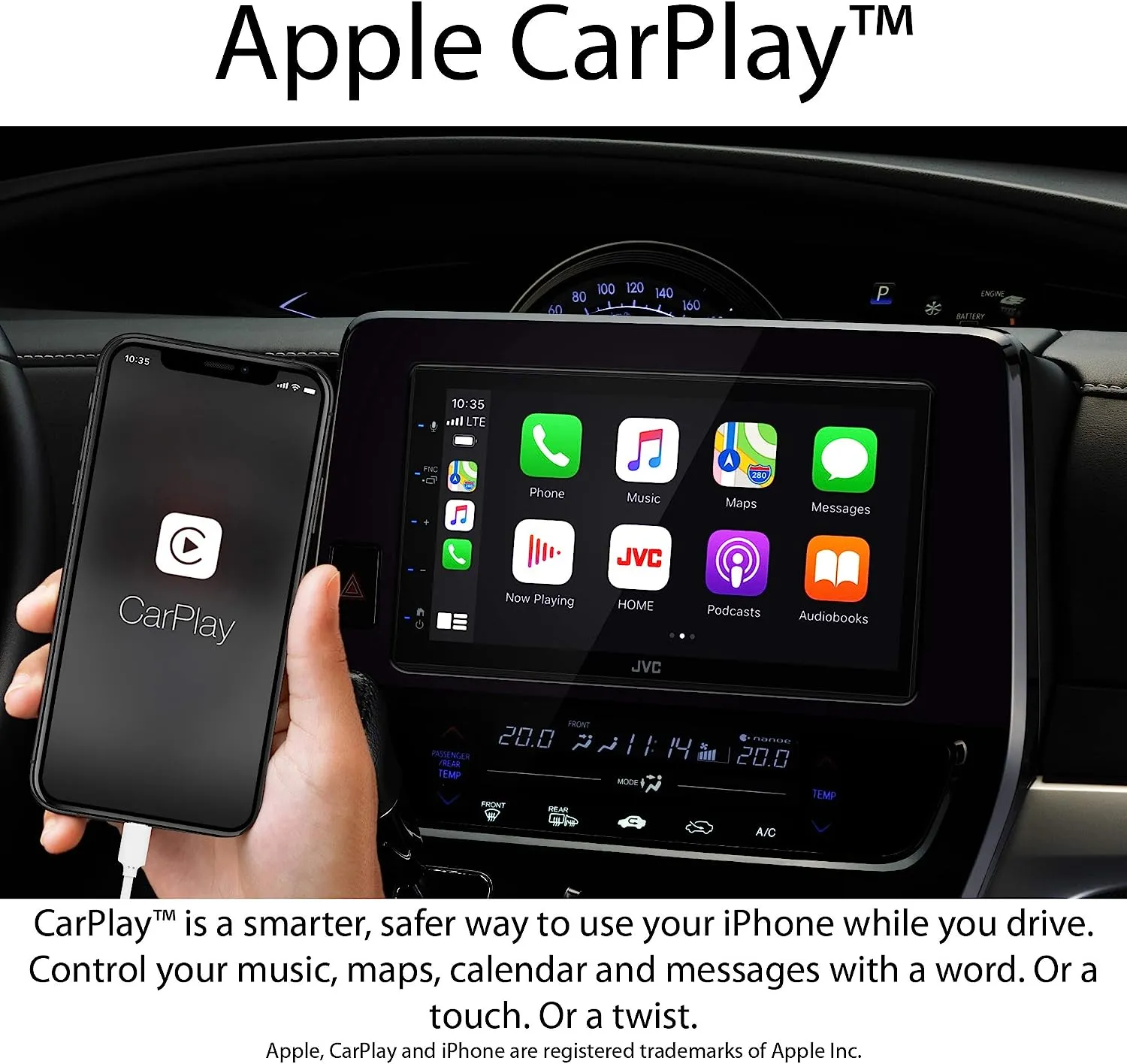 JVC KW-M560BT Apple CarPlay Android Auto Multimedia Player with 6.8" Capacitive Touchscreen