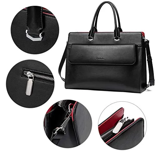 Mizuki Black Leather Briefcase Women's - Messenger Bags