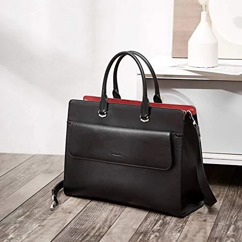 Mizuki Black Leather Briefcase Women's - Messenger Bags