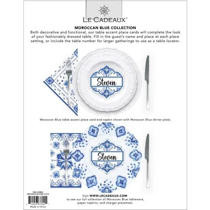 Moroccan Blue Charger Placemats, Place Cards, Napkins & Coasters