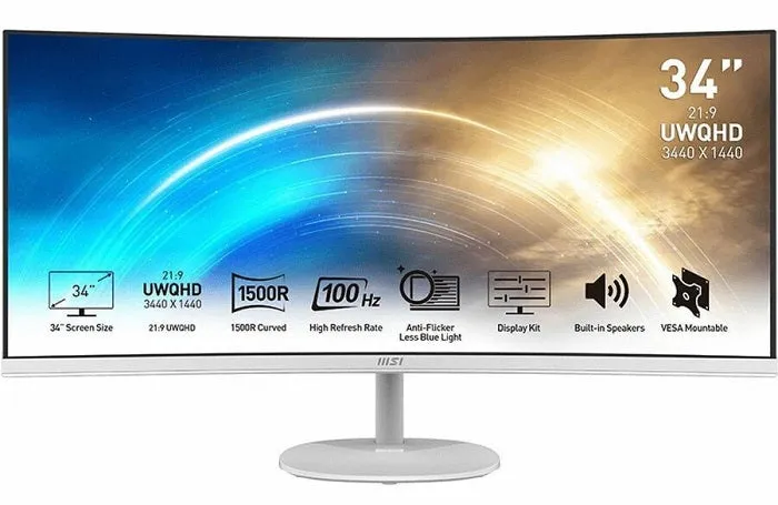 MSI PRO 34" WQHD Curved Multimedia Monitor with DP & 2X HDMI (2 Colors) (On Sale!)