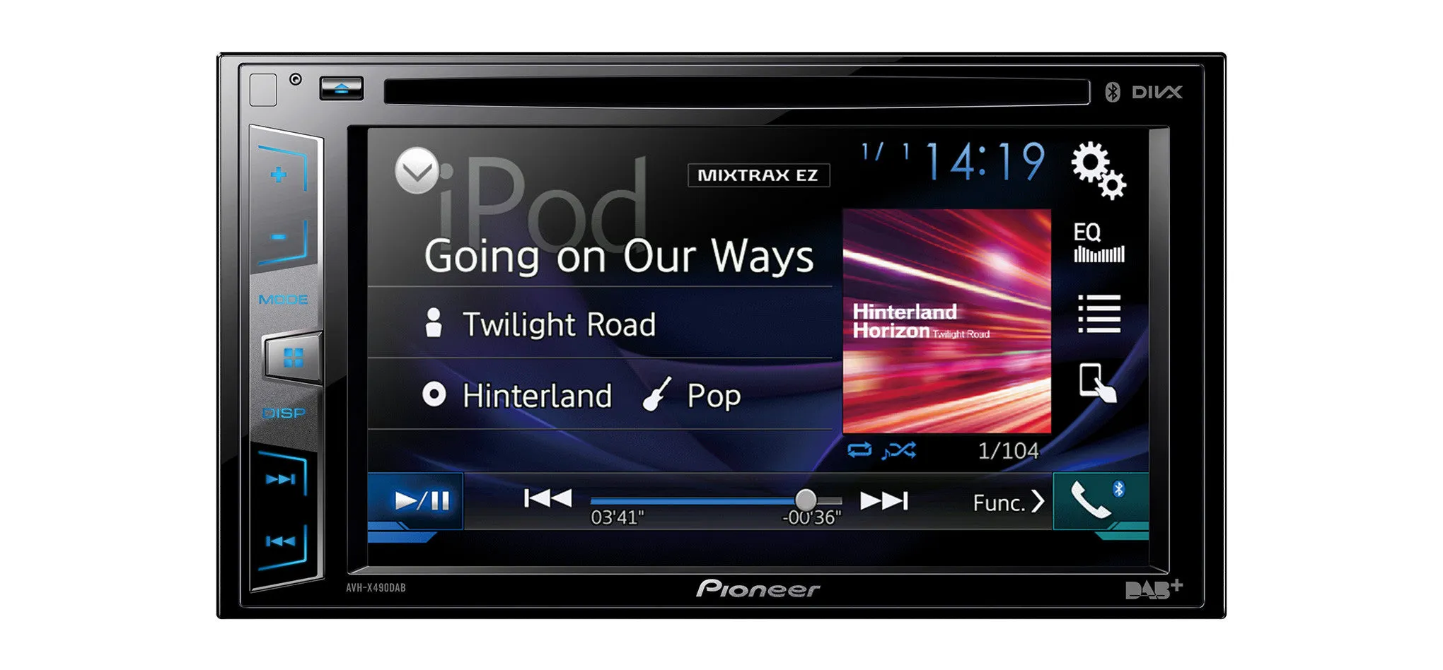 Multimedija automobiliui Pioneer AVH-X490DAB, USB, DAB , BLUETOOTH, 2-DIN