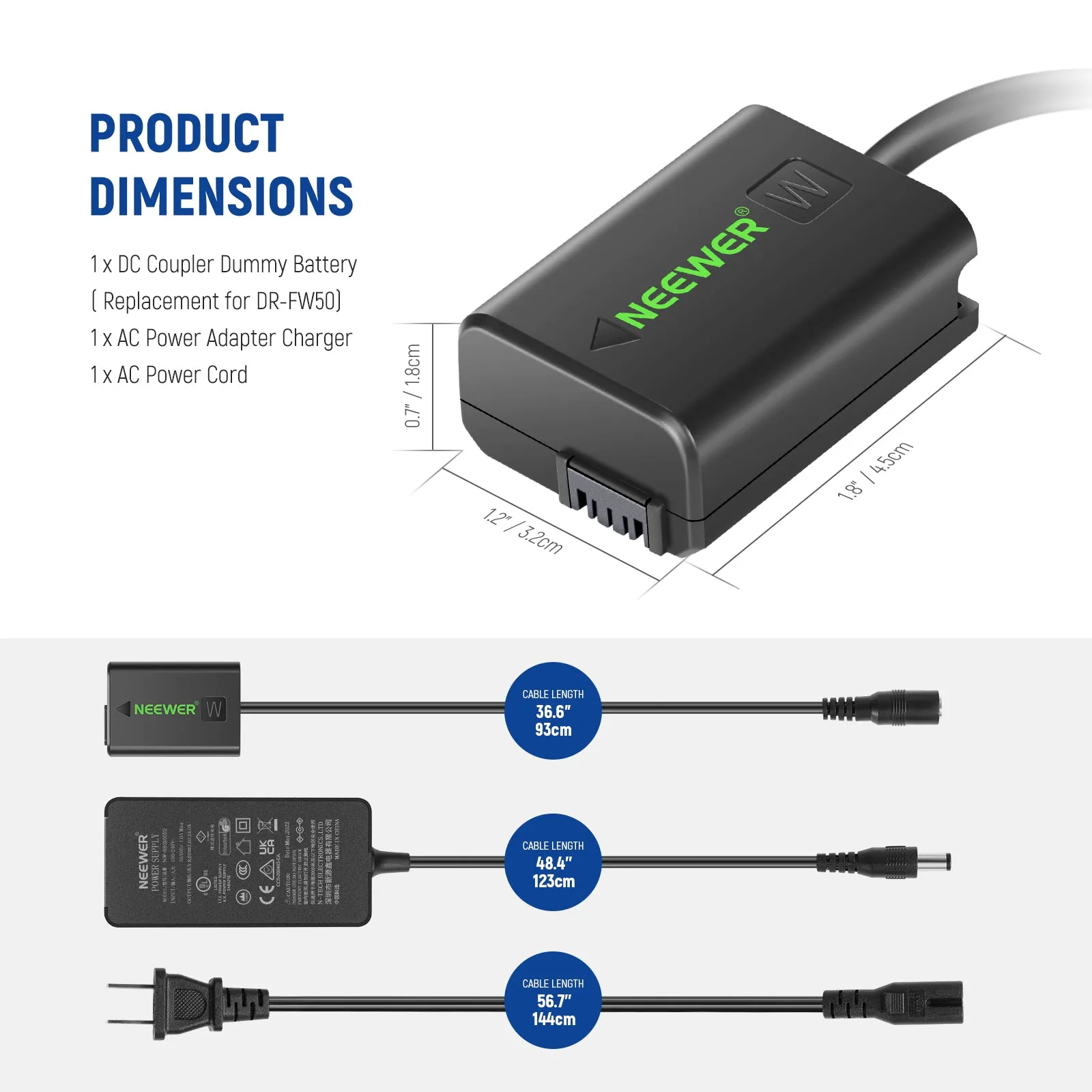 NEEWER NP-FW50 Coupler Dummy Battery For Sony