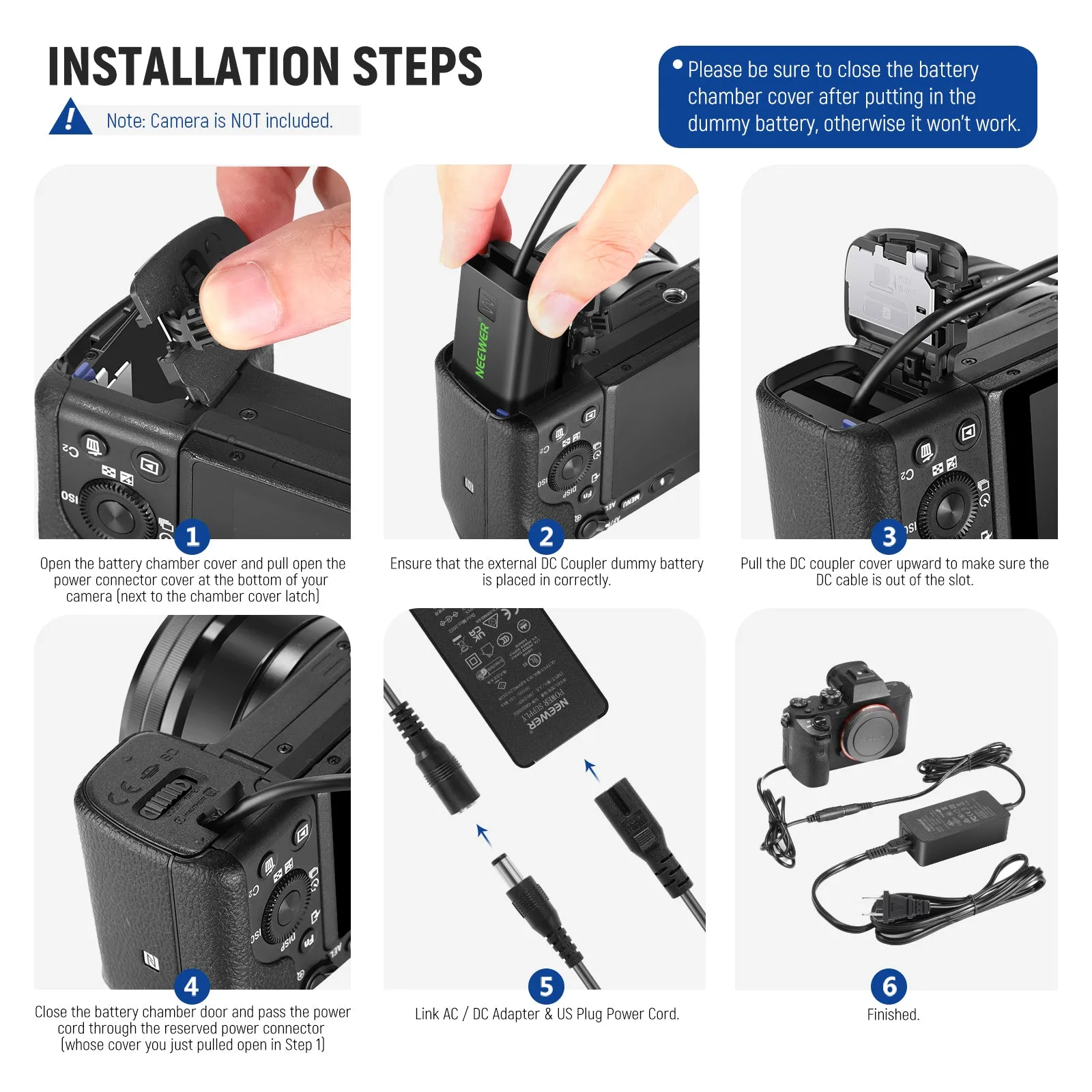 NEEWER NP-FW50 Coupler Dummy Battery For Sony