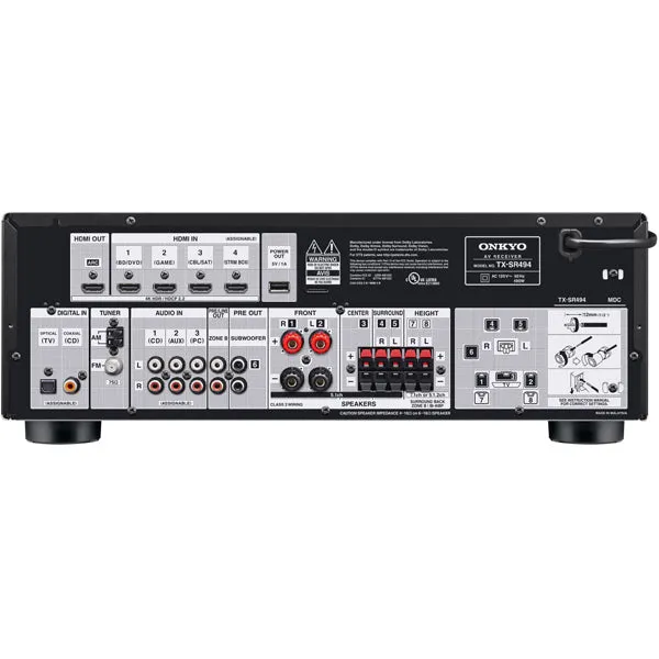 Onkyo TX-SR494 7.2 Channel Av Receiver - Black