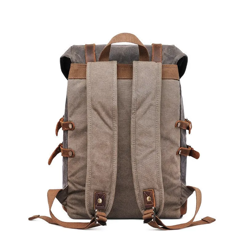 Personalized Waxed Canvas Backpack Travel Backpack Hiking Rucksack College Backpack