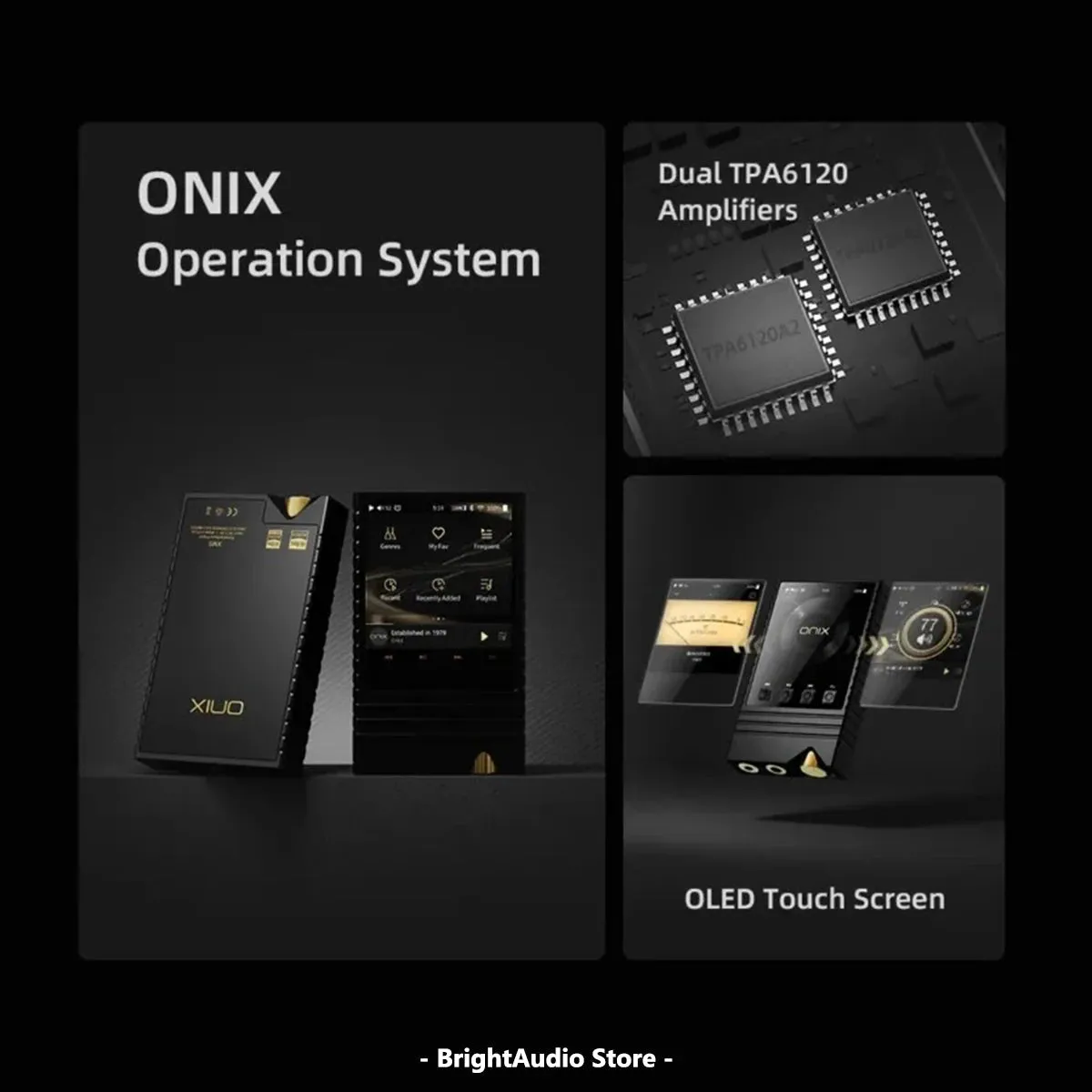 Shanling Onix Overture XM5 Portable Music Player with ES9039PRO Dual Chipset, Bluetooth-Enabled and TPA6120 Amplifier Features.