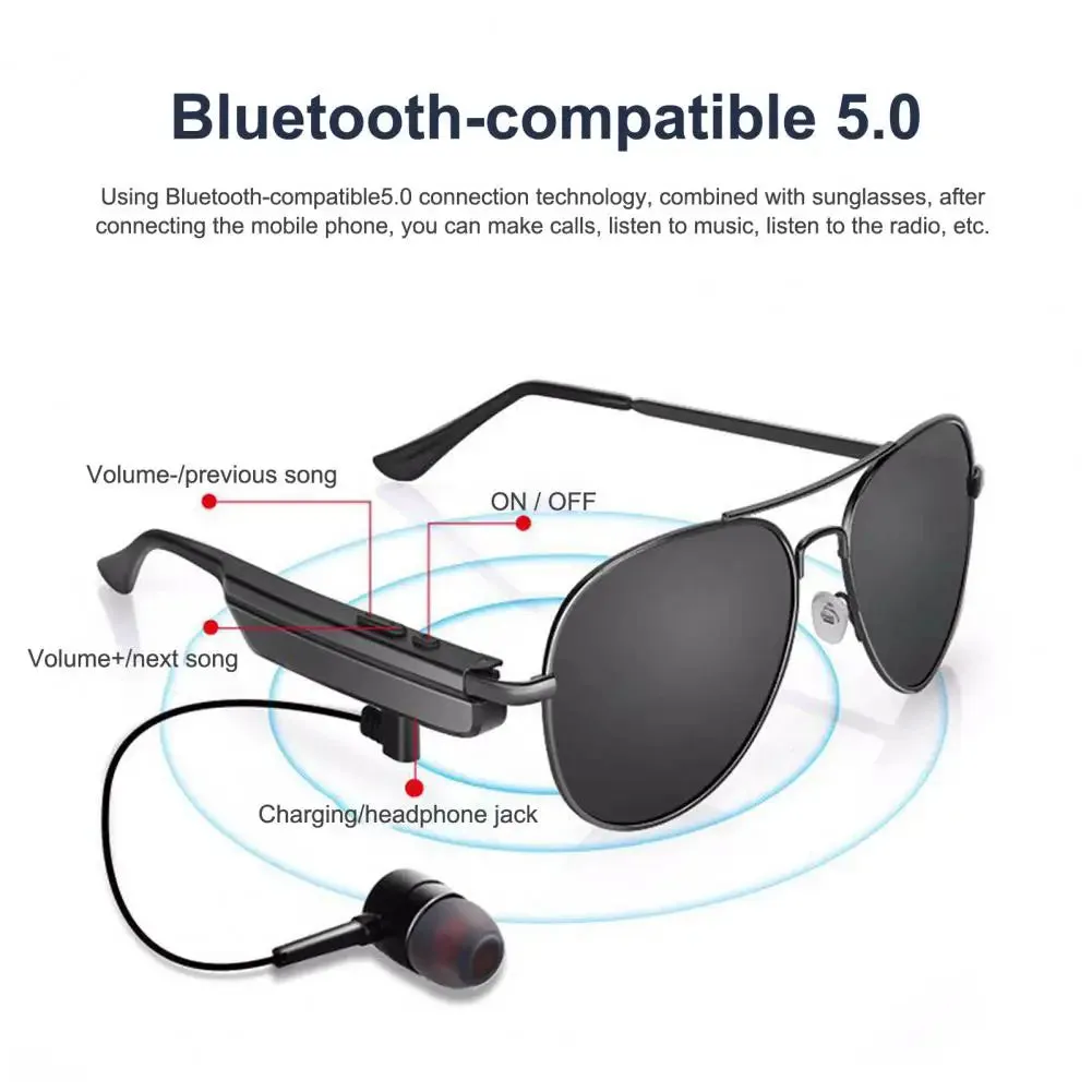 Smart Glasses Multifunctional High Fidelity Long Standby Time Bluetooth-compatible5.0 Trendy Audio Sunglasses For Driving