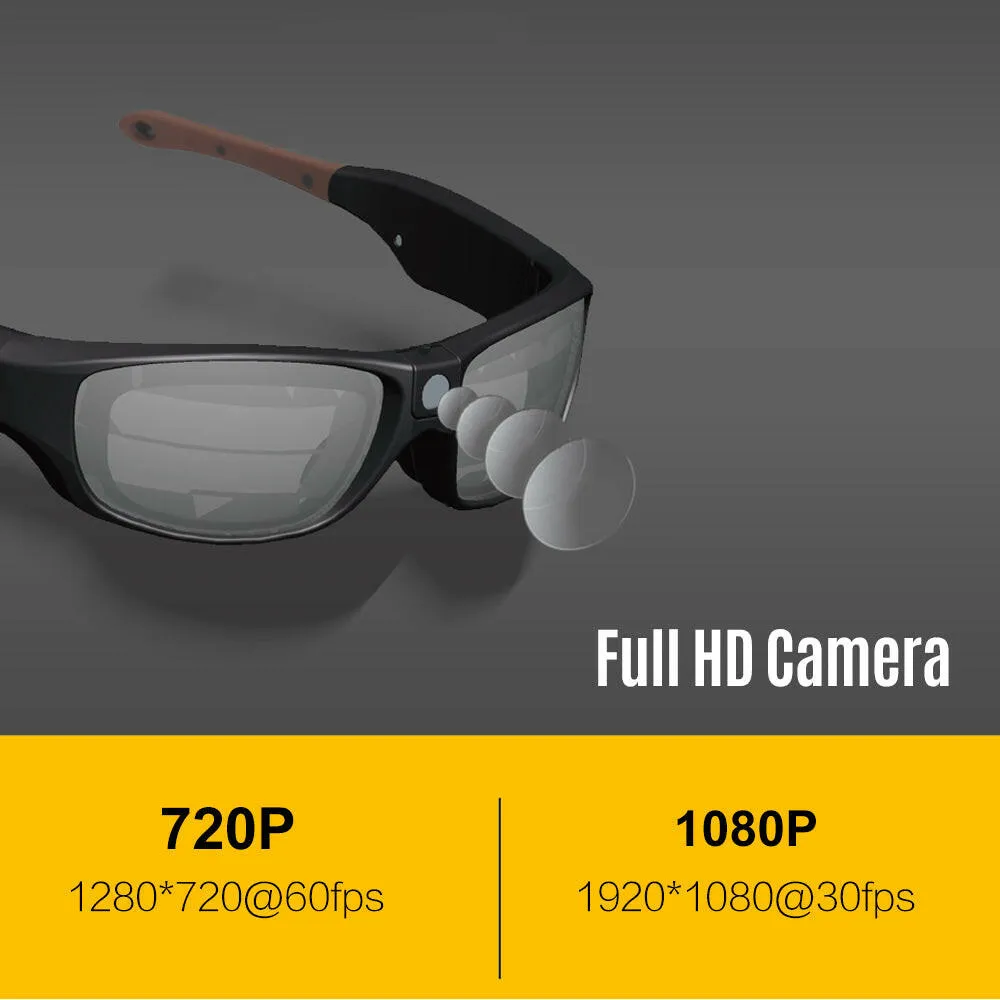 Sunshine IP55 Waterproof Smart Video Recording Sunglasses 1080P FHD Outdoor Sports Action Camera with 32GB TF Card Polarized UV Protection Safety Lenses Sport Design