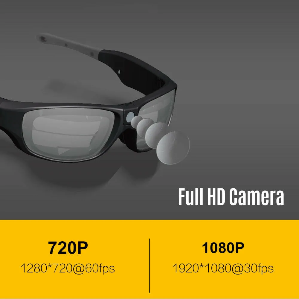 Sunshine IP55 Waterproof Smart Video Recording Sunglasses 1080P FHD Outdoor Sports Action Camera with Polarized UV Protection Safety Lenses Sport Design