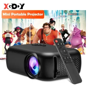 XGODY 1080P Multi-devio Connection Small Projector For Home Theater,  HIFI Built-In 3W Speaker