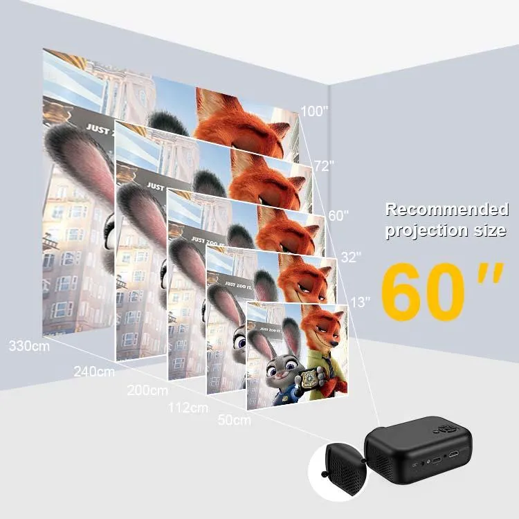 XGODY 1080P Multi-devio Connection Small Projector For Home Theater,  HIFI Built-In 3W Speaker