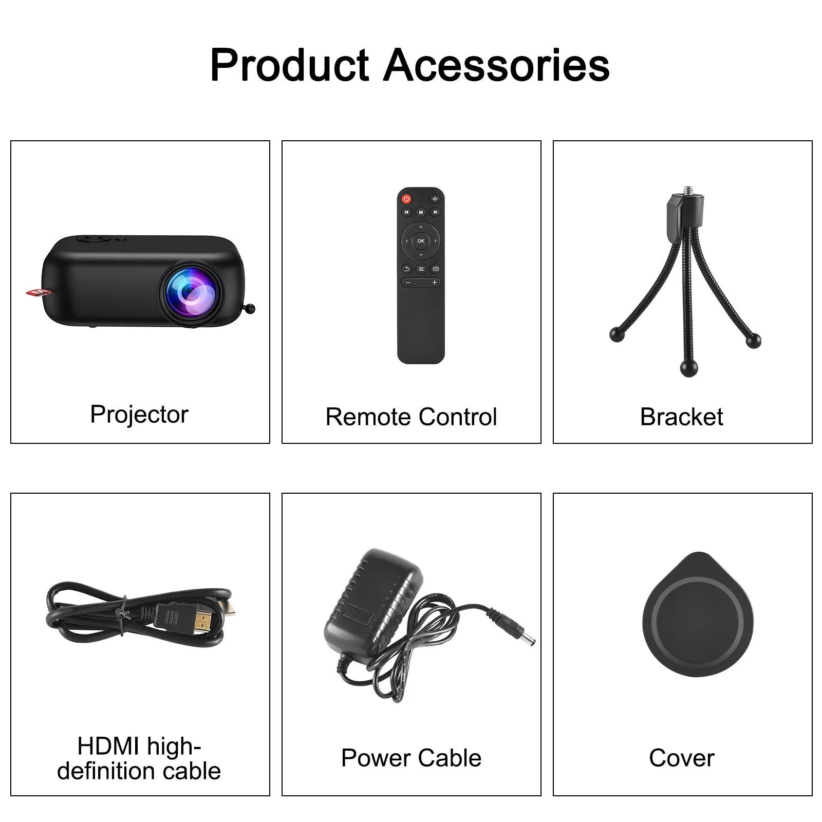 XGODY 1080P Multi-devio Connection Small Projector For Home Theater,  HIFI Built-In 3W Speaker